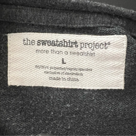 🩶 The Sweatshirt Project Grey Pullover Top w Side Ties Size L - Picture 5 of 6